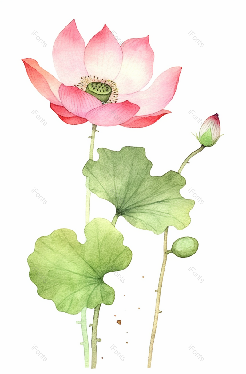 盛开的荷花水彩花卉手绘插画艺术中国风,插画/手绘图,插画/手绘图库,插画/手绘图下载,插画/手绘